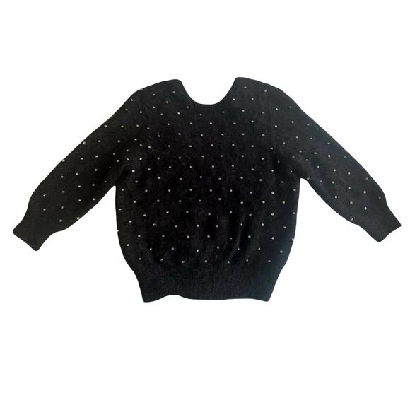 BA&SH Amby Sweater Rhinestones Angora Jumper Black Noir Pull US 4 Small NWT - Picture 3 of 11
